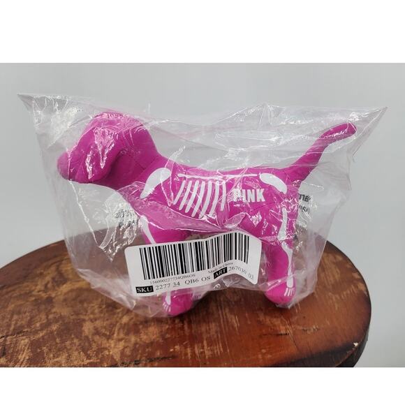 NEW Victoria Secret‎ 2023 Pink Puppy Dog Plush Skeleton Bones 7 Inch - Picture 1 of 6